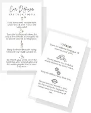 Car Diffuser Instruction Cards | Physical Printed 2" x 3.5" inches Business Card Size | Car Diffuser Supplies | White with Black Design