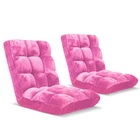 2x Floor Recliner Folding Lounge Sofa Futon Couch Folding Chair Light Pink