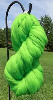 Green Wool Roving -Spin into Yarn, Needle & Wet felt , Roving, Rove, Wool Top