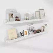 White Floating Shelves for Wall 36 Inch | Picture Ledge Shelf Set of 2 | Solid A