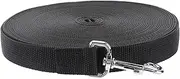 Totority 15M Long Dog Training Lead Durable Black Pet Leash for Puppy Obedience Training Comfortable Grip Heavy Duty Capacity for Walking and Recall