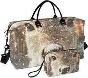 [YXYZRMY] Travel Duffel Bag Elk Snow Face Gym Bag Sports Tote Bag with Multiple Interior Pockets Shoulder Weekender Bag for Women Men with Toiletry Bag 20.5”x 7.9”x 13.8, Multi-Colored, one size