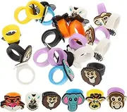 KICHOUSE 25pcs Party Finger Rings Band Birthday Colorful Halloween Animals Party Chunky Ring Woodland Jungle Theme Favors Goodie Bags Fillers Adorable Rings Animal Rings Ring Decor Pvc