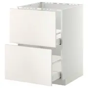 METOD / MAXIMERA base cab f sink+2 fronts/2 drawers, white/Veddinge white, 60x60x80 cm