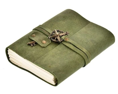 Leather Diary With Metal Key Closure And 100% Recycled Handmade Paper