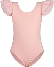 [Idgreatim] Girls Ballet Leotards Ruffle Sleeve Dance Leotard Gymnastics Outfits 4-8 Years