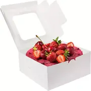 Moretoes 40Pcs Cake Boxes, 10X10X5 Inch White Bakery Boxes with Window for Cakes