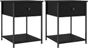 'vidaXL Set of 2 Modern Bedside Tables in Black Color - Durable Engineered Wood Construction - Contemporary Rectangular Design for Bedroom Décor - Size: 44x45x58 cm