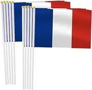 France Handheld Small Flag Set,10 PCS 5×8 Inch Mini French Hand Held Banner,Tiny Digital Printed Polyester Banner