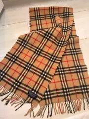VTG Burberry London Nova Check Classic 100% Lambswool scarf. 47"X10.5"