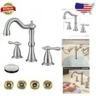 Sophisticated 3 Hole Bathroom Sink Faucet in Brushed Nickel - Durable & Elegant