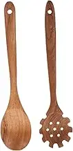 Cabilock 2Pcs Spoon Non Stick Kitchen Utensils for Noodles and Rice Wood Cooking Spoons Long Handle Essential Kitchen Supplies for Home Chefs
