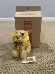 Steiff Sunflower Summer Season Mohair Yellow Sunshine Bear Button New w/ Tags