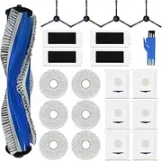 [VACKING] Replacement Parts Compatible with Ecovacs Deebot T30 Pro Omni / T30 Omni Robot Vacuum Cleaner Accessories, 1 Main Brush, 4 HEPA Filters, 4 Side Brushes, 6 Wipes, 6 Dust Bags