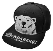 Bundy Bundaberg Rum Black Bear Face Flat Peak Hat Cap