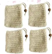 Gogogmee 4pcs Face Washing Bag Bubble Maker Bag Foaming Net Soap Storage Bag Soap Holder Facial Net Yellow