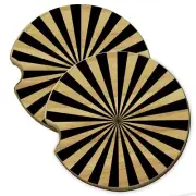 Spiral Black Spiral Wood Car Coaster Gift Set fit Car & Truck Cup Holder