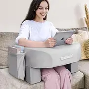 Soft Reading Pillow for Lap, Armrest Lap Desk Pillow for Adult, Premium Foam Bed Rest Pillow for Reading, Working, Playing Game or Sitting in Bed Floor Sofa(Grey)
