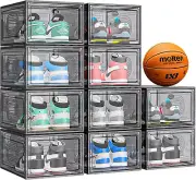 10 Pack Thicken Shoe Organizer Stackable,Upgraded Sturdy Shoe Storage Box with M