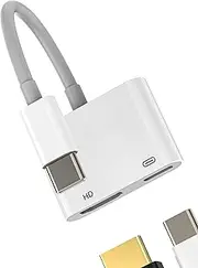 USB C to HDMI Adapter USB C Charging Port (2in1)for Apple for iPhone 16 15 MacBook Pro for iPad Air Compatible with Samsung Type C 4K Monitors Converter TV Display Dongle Splitter Fast Charging Cable