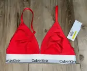 Calvin Klein women’s Unlined Triangle Bralette Coral Size Medium NEW