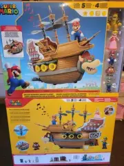 Super Mario Action Deluxe Bowser's Airship Playset w Mario Figures & Toys