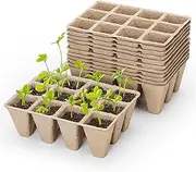 120 Cells Seed Starter Tray Peat Pots Cup Kit, 10 Pcs Biodegradable Organic Sprouting Seedling Plant Germination Trays for Indoor Outdoor Garden Planter Container for Flower Vegetable