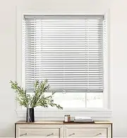 LazBlinds Cordless 1" Aluminum Horizontal Mini Blinds, Light Filtering Blinds for Windows, Blinds & Shades for Window Size 36'' W x 48'' H, Silver Grey