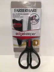 Farberware All-Purpose Shears EDGEKEEPER Scissors w/ Built-In Sharpening Sleeve