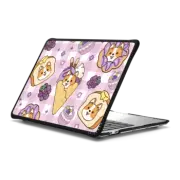 MacBook Pro 13-inch (M1 / M2 / Intel) Impact Case Cute Corgi Waffle Donut Sandwich with Grape Macaron - Kawaii Dog Anime Puppy with Purple Fruits & Sweet Foods Desserts