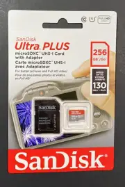 SanDisk Ultra Plus MicroSD UHS-I Card with Adapter V10 [ 256GB ] NEW