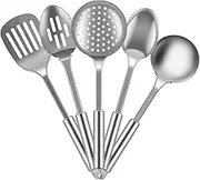 5PCS Kitchen Utensils Set Stainless Steel Cooking Utensils Set Heat Resistant Kitchen Spoons Spatula,Non-Stick Cooking Tools,Dishwasher Safe