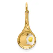14k Yellow Gold 14k 3D Frying Pan w/Enameled Egg Charm