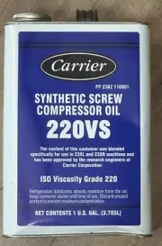 Carrier PP 23BZ 110001, SYNTHETIC SCREW COMPRESSOR OIL 220VS **DENTED**