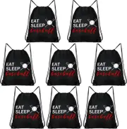 ✨8 Pcs Black Drawstring Bags - Baseball and Gym Sports Bag Set for Parties and C