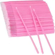 300PCS Pink Micro Applicator Brushes, Eyelash Extension Brushes, Lash Spoolies for Professional Makeup and Beauty Tools, Portable Pink Bag