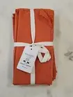 Williams Sonoma Fringe Napkins Set /4 Pumpkin Orange Linen NEW Thanksgiving Fall