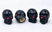 KUSTOM KAPZ BLACK SKULL CUSTOM TIRE VALVE CAP 4 PACK bmx harley motorcycle ford