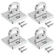 Pad Eye Plate U Hooks, 4 Pack Metal Ceiling Hook Wall Mount Loop, Silver