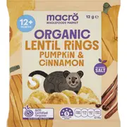 Macro Organic Lentil Rings Pumpkin & Cinnamon 12g