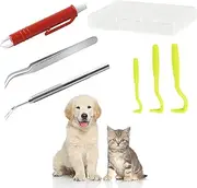6 Pieces Chemical-Free Tick Remover Set, Painless Tick Hook, Tool for Removing Ticks, Safe Multifunctional Tick Tick Tweezers with Storage Case for Cats and Dogs