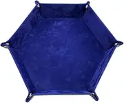 ERINGOGO Leather Dice Storage Box Hexagon Collapsible Tray Pu Material Compact Desktop Organiser