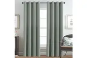 2x Blackout Eyelet Curtain Blockout Window Curtain Draperies Bedroom Living Room Curtain, Sold One Pair, Sage, Multi Sizes