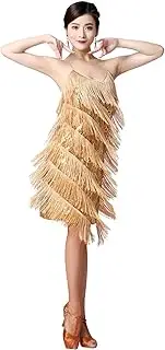[ELLYDOOR] Women's Sequin Fringe Flapper Party Dance Dress Straps Gatsby Cocktail Dress Ballroom Latin Dancewear