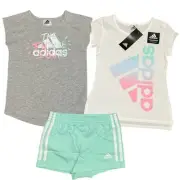 adidas Girl’s Activewear Shirts Pull on Shorts 3 Piece Green Set Size 4T NEW