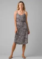NEW prAna WASHED BLACK FRONDS AYLA BUILT IN BRA V-NECK SPAGHETTI STRAP DRESS XS