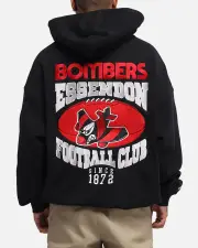 [MITCHELL & NESS] Mitchell & Ness Essendon Bombers Team Hoodie Solid Black - Size M M Solid Black