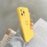 PEIXEN Candy Color Silicone Phone Case for iPhone 14 Pro Max 11 12 13 Pro Max X XR XS Max 7 8 Plus Heart Frame Soft Cover,Yellow,for 7 Plus or 8 Plus