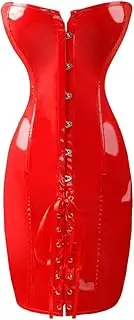 [Alivila.Y Fashion] Corset Women's Shiny PVC Lace Up Corset Dress