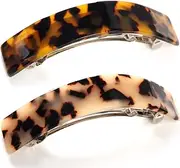 Hair Barrettes for Women Large French Barrette Hair Clips Tortoise Shell Barrettes for Thick Hair,2 Pack